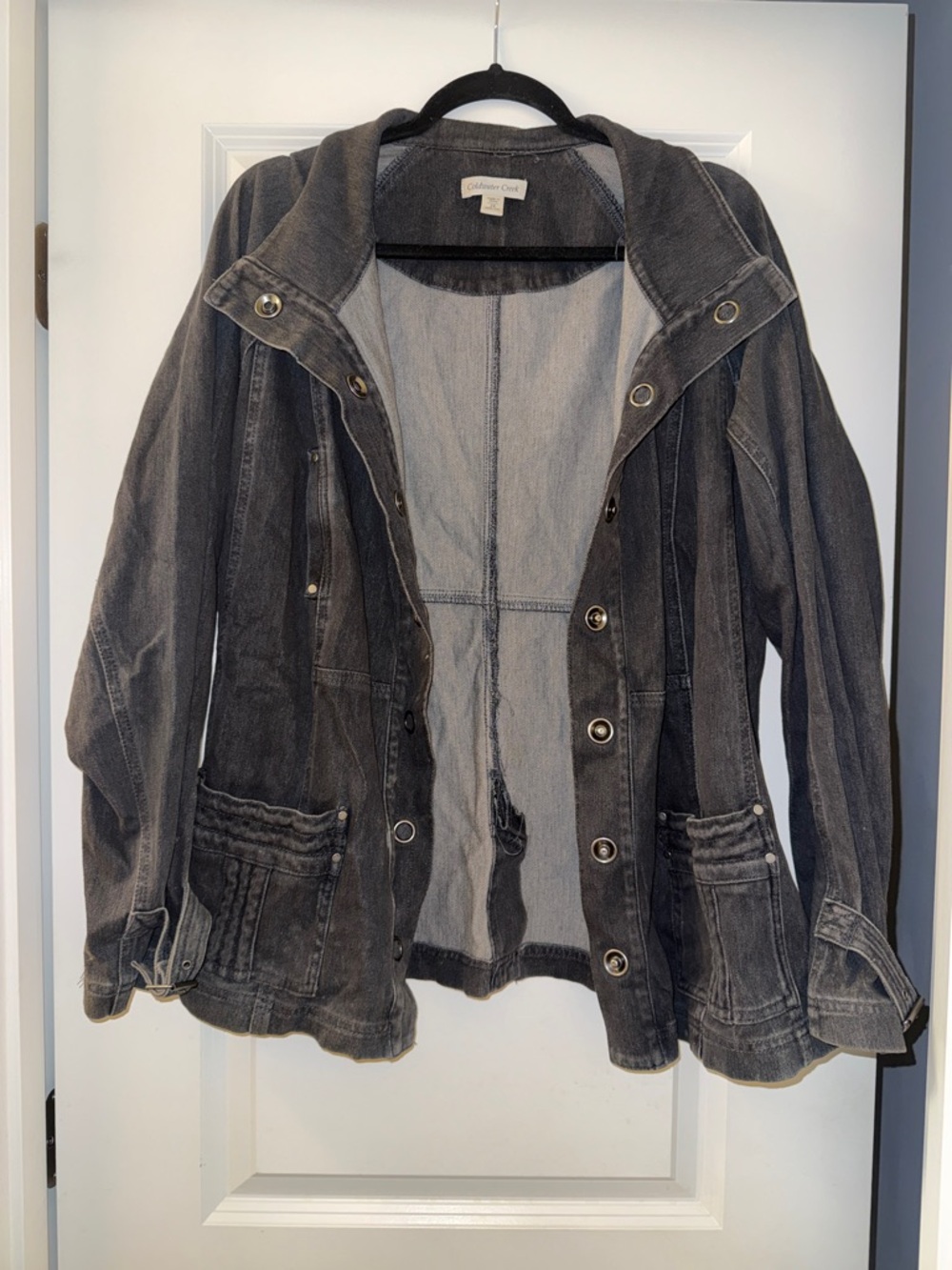 Coldwater Creek Charcoal Gray Denim Jacket with Snap Front